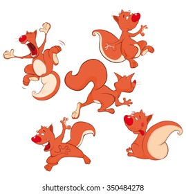 Set of Vector Cartoon Illustration. A Cute Squirrel for you Design
