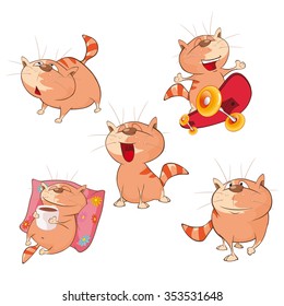 Set of Vector Cartoon Illustration. A Cute Cats for you Design