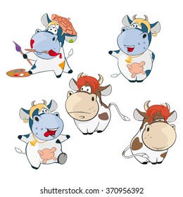 Set of Vector Cartoon Illustration. A Cute Cow for you Design