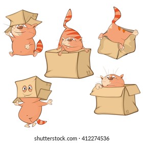 Set of Vector Cartoon Illustration. A Cute Cats for you Design