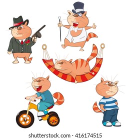 Set of Vector Cartoon Illustration. A Cute Cats for you Design