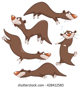 Set of Vector Cartoon Illustration. A Cute Otters for you Design