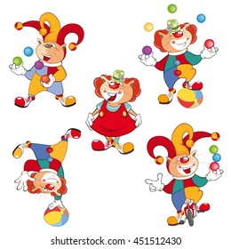 Set of Vector Cartoon Illustration. A Cute Cats Clowns for you Design