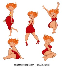 Set of Vector Cartoon Illustration. A Cute Sexy Devil