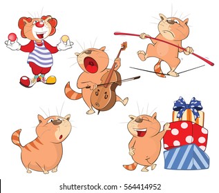 Set of Vector Cartoon Illustration. A Cute Cats for you Design