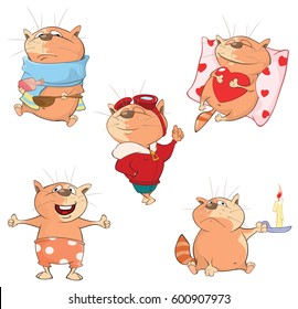 Set of Vector Cartoon Illustration. A Cute Cats for you Design