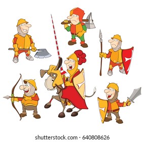 Set of Vector Cartoon Illustration. A Cute Knights for you Design 