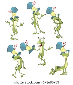 Set of Vector Cartoon Illustration. A Cute Green Frogs for you Design.