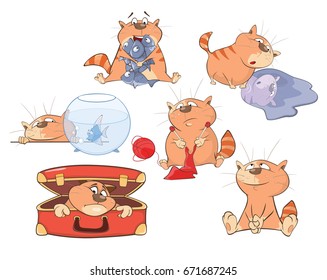 Set of Vector Cartoon Illustration. A Cute Cats for you Design