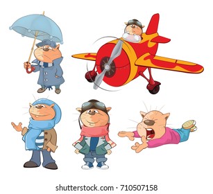 Set of Vector Cartoon Illustration. A Cute Cats for you Design