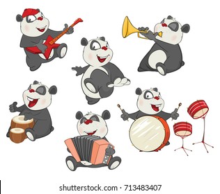 Set of Vector Cartoon Illustration. A Cute Panda Bear  for you Design