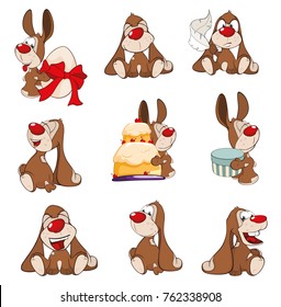 Set of Vector Cartoon Illustration. A Cute Rabbits for you Design