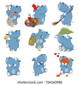 Set of Vector Cartoon Illustration.  A Cute Hippo for you Design