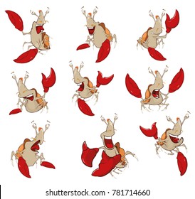 Set of Vector Cartoon Illustration. A Cute Crabs for you Design