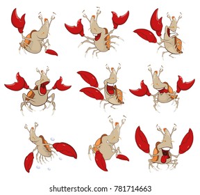 Set of Vector Cartoon Illustration. A Cute Crabs for you Design