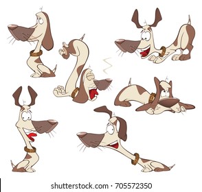 Set of Vector Cartoon Illustration. A Funny Dogs for you Design