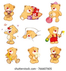 Set of Vector Cartoon Illustration Stuffed Bears for you Design