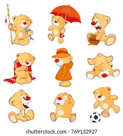 Set of Vector Cartoon Illustration Stuffed Bears for you Design