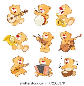 Set of Vector Cartoon Illustration Stuffed Bears for you Design