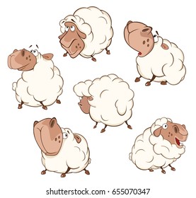 Set of Vector Cartoon Illustration.A Different Sheep for  you Design. Cartoon Character