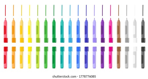 Conjunto de ilustraciones vectoriales de dibujos animados con marcadores de color sobre fondo blanco. De vuelta a la escuela.