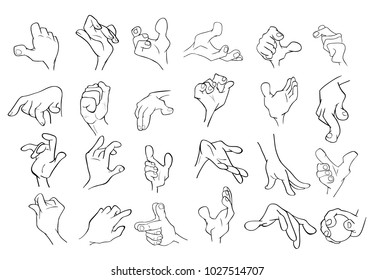 A Set of Vector Cartoon Illustrations. Hands with Different Gestures for you Design.