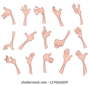 A Set of Vector Cartoon Illustrations. Hands with Different Gestures for you Design.