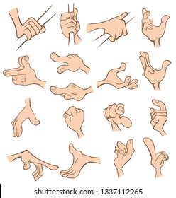 A Set of Vector Cartoon Illustrations. Hands with Different Gestures for you Design.