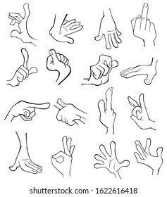 A Set of Vector Cartoon Illustrations. Hands with Different Gestures for you Design.