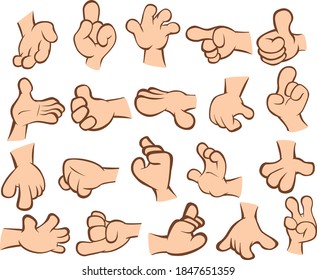A Set of Vector Cartoon Illustrations. Hands with Different Gestures for you Design. 