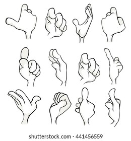 A Set of Vector Cartoon Illustrations. Hands with Different Gestures for you Design.