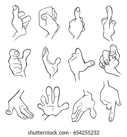 A Set of Vector Cartoon Illustrations. Hands with Different Gestures for you Design.