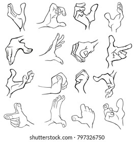 A Set of Vector Cartoon Illustrations. Hands with Different Gestures for you Design.