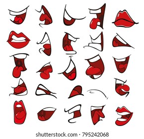 A Set of Vector Cartoon Illustrations. Mouths for you Design. 