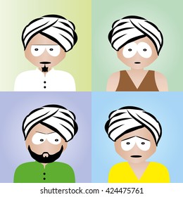 set of vector cartoon people on colored background