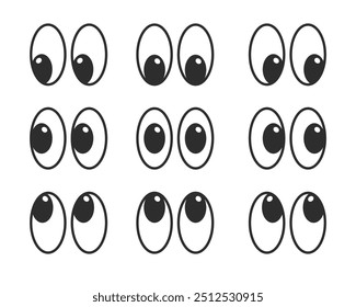  set of Vector cartoon style eyes cartoon eyes looking in all directions set of eyes for animation eye emoji vector