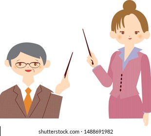 Set of vector cartoon teacher in different poses Stock Illustration