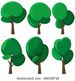 Set of vector cartoon trees