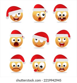Set of vector cartoonish emoticons with Christmas Theme.