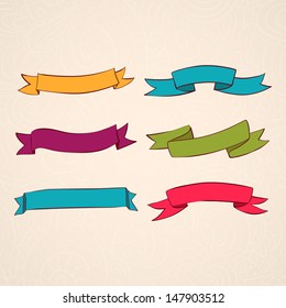 Set of vector cartoons vintage ribbons