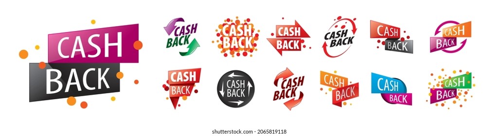Un conjunto de iconos vectoriales de cashback en un fondo blanco