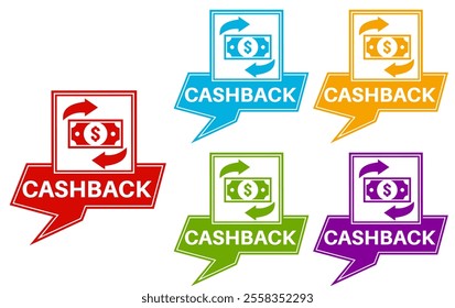 set vector cashback sign icon. discount Promotion badges symbol labels sticker design illustration