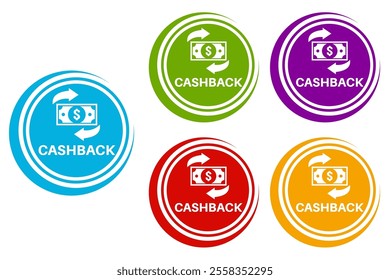 set vector cashback sign icon. discount Promotion badges symbol labels sticker design illustration
