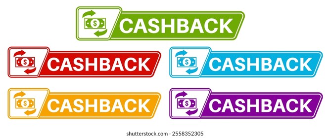 set vector cashback sign icon. discount Promotion badges symbol labels sticker design illustration