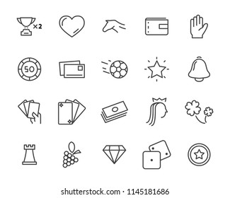 set of vector casino line icon, such as game, poker, card and more