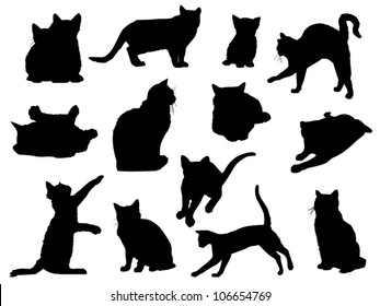 Conjunto de siluetas de gatos vectoriales