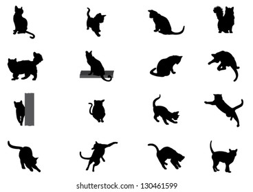 Set of Vector Cat Silhouettes