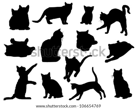 Set Vector Cat Silhouettes Stock Vector (Royalty Free) 106654769 ...