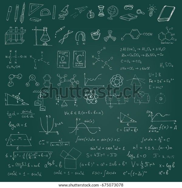 Set Vector Chalk Hand Drawn School Stock Vector Royalty Free