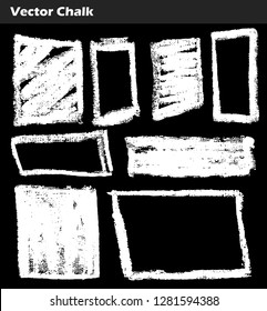 Set of Vector Chalk Shapes Grunge Design Elements. Hand drawn illustration.
